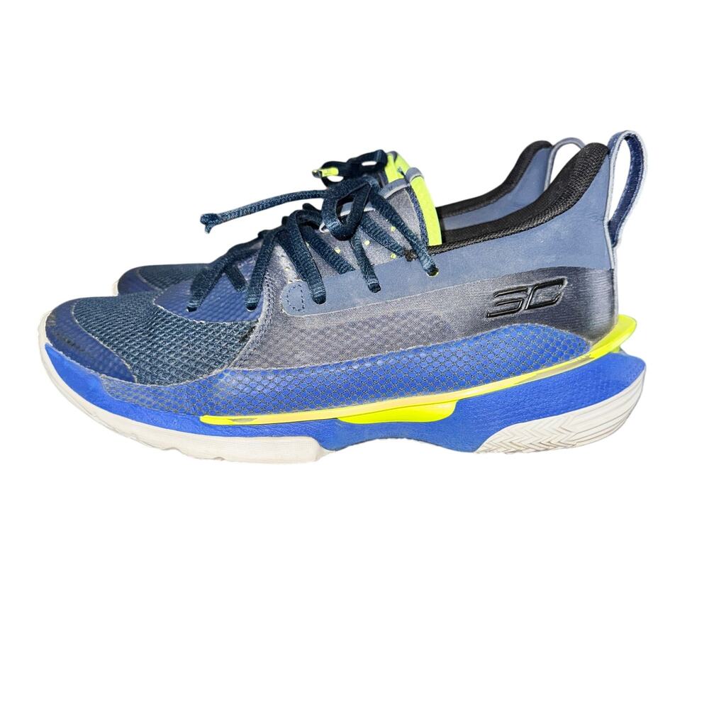 Under Armour Curry 7 Big Dub Nation Sneakers Kids Size 6.5 Y Blue Lace Up Shoes